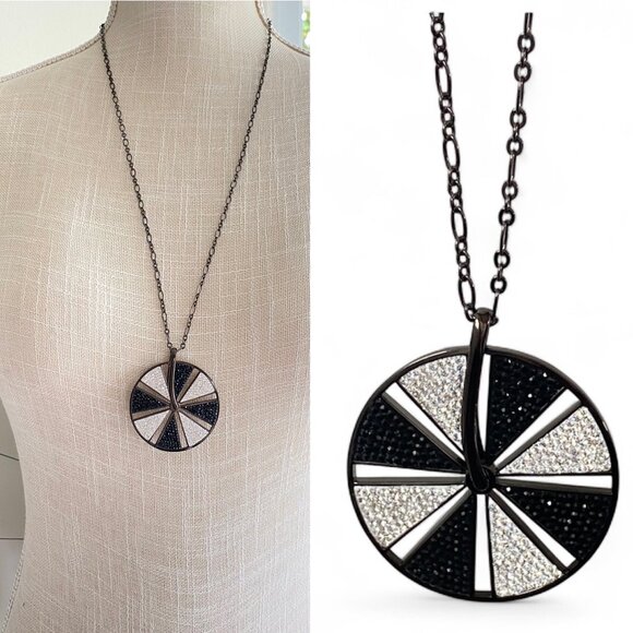 Butler FAC 29" Crystal Black & Clear Wheel Necklace - Picture 1 of 10